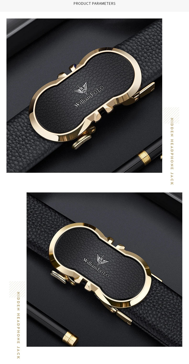 Genuine leather automatic buckle belt, personalized men's fashion belt, high-end pants belt for formal wear