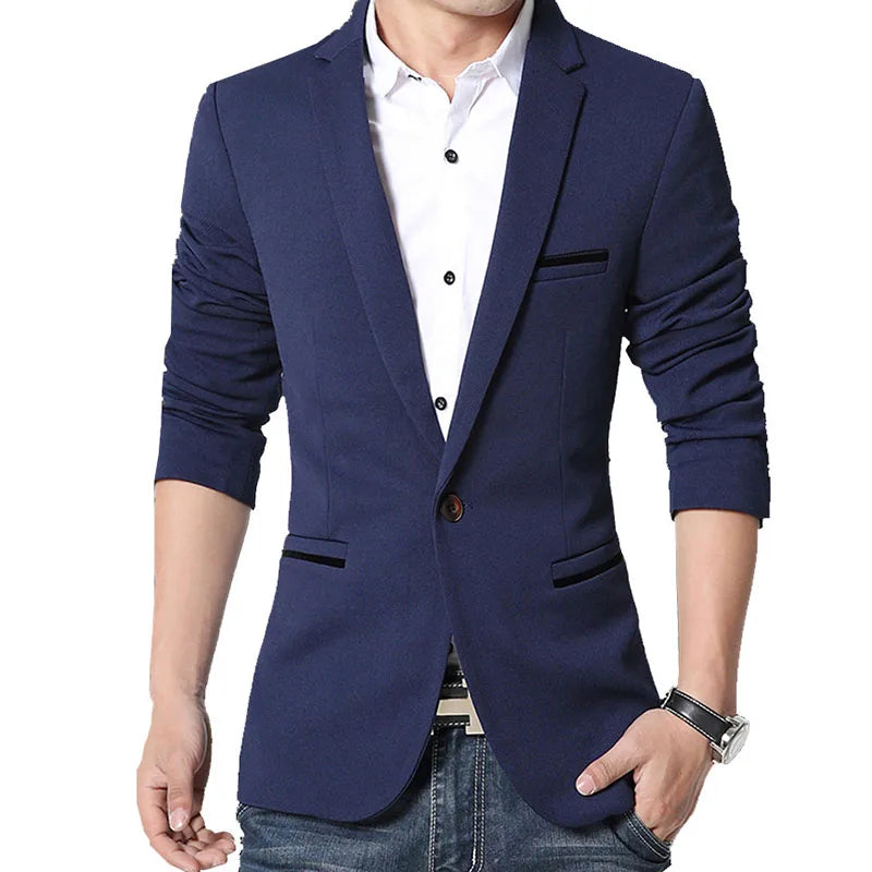 Classic Men Autumn Spring Korean Style Slim Suit Jacket