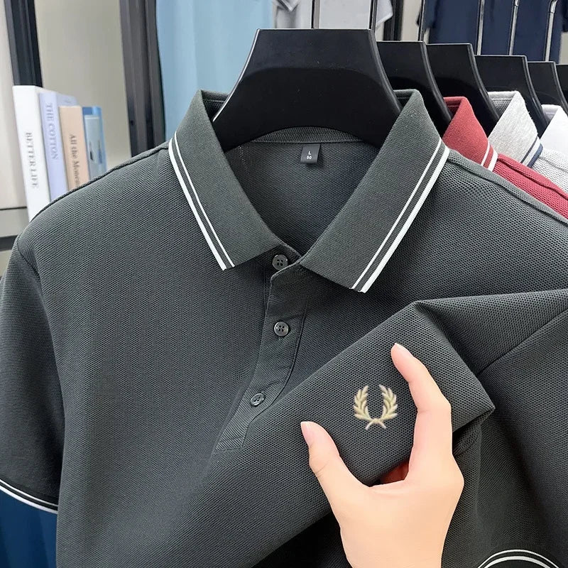 Luxury brand polo shirt short sleeved men's fashionable embroidered top summer 100% cotton comfortable breathable casual T-shirt