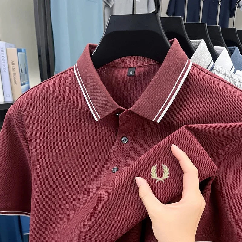 Luxury brand polo shirt short sleeved men's fashionable embroidered top summer 100% cotton comfortable breathable casual T-shirt