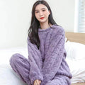 Autumn Women Thicken Velvet Ribbed Fleece Set Pullover And Pants