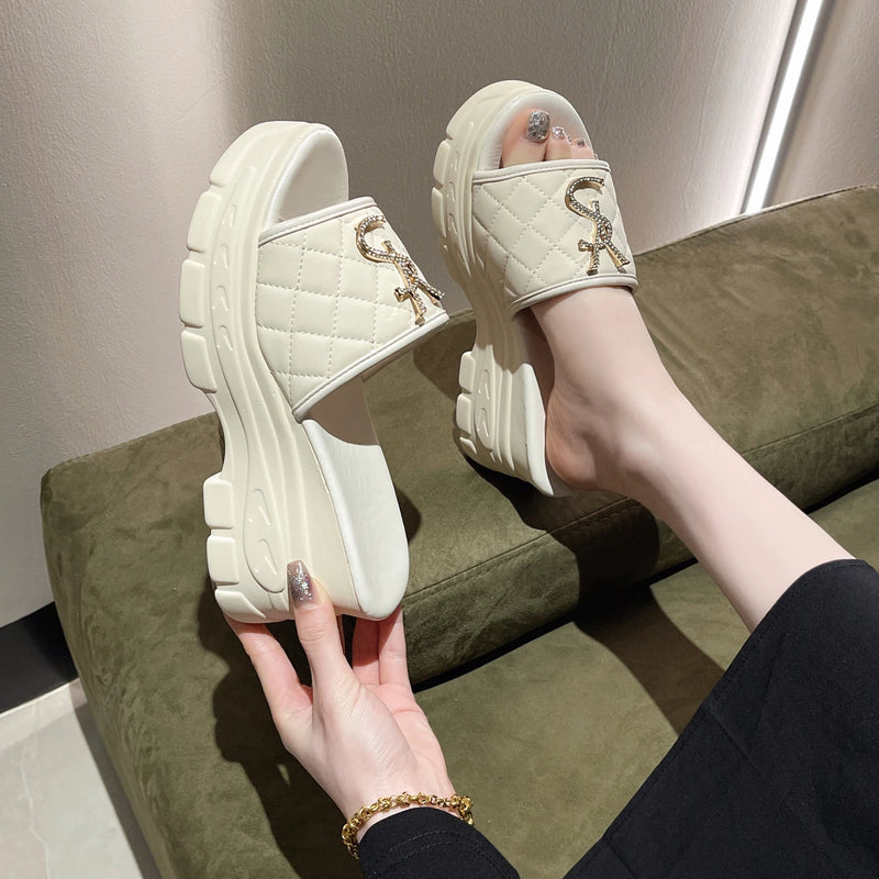 Women Sandals Summer Platform Letters Fashion Sandals Casual Comfortable Slipper Women Lightweight Non-slip Outside Slides Women