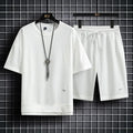 The new 2025 summer casual men's sports suit fashion outdoor hiking breathable short-sleeved T-shirt + shorts two-piece set