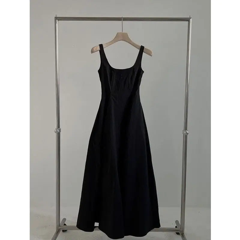 2025 Summer New Korean Version Waist-closing to Make You Look Slim Simple Sleeveless Mid-length Skirt Suspender Dress for Women