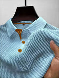 Summer ice silk lapel men's short-sleeved T-shirt men's clothing top