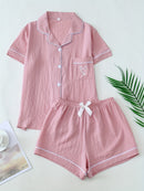 Pijama Feminino Rosa com Bordado Coração