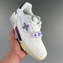 Tênis LV Trainer branco roxo da Elventi com detalhes em couro e design esportivo moderno